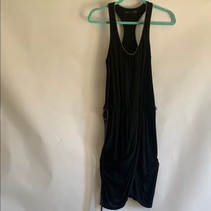 Black dress with black and gold belt